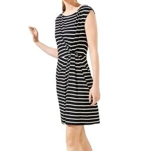 LOFT Black and White Striped Dress